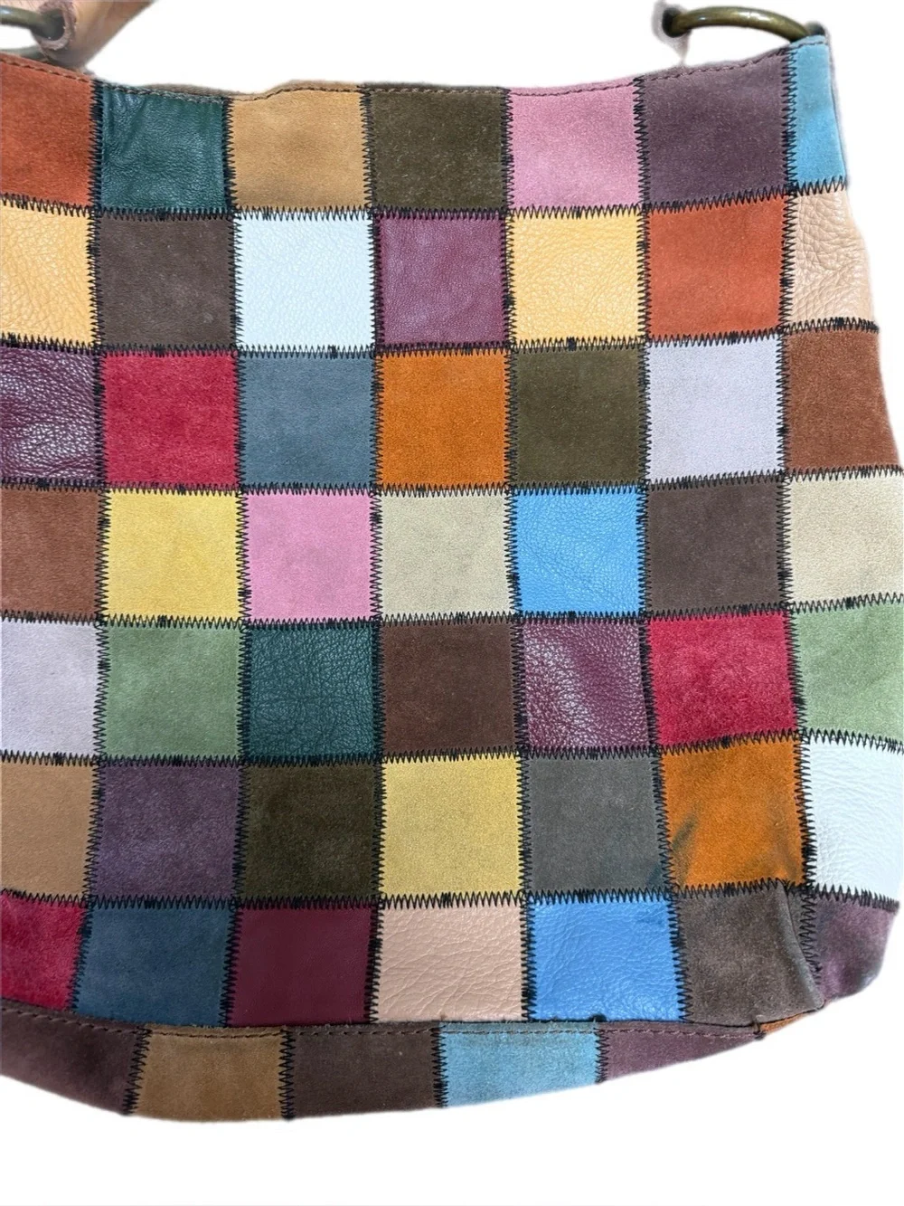 Lucky Brand Rare Y2K Patchwork Leather Hobo Shoulder Bag Ugly Betty Boho
